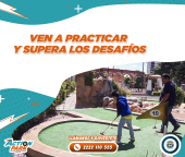 ¿Prefieres practicar tu habilidad y precisión? ¡Nuestro campo de Golfito te espera! Disfruta de un recorrido lleno de desafíos y obstáculos mientras pones a prueba tus habilidades de minigolf. ¡Es diversión garantizada para toda la familia! - Action Park Puebla