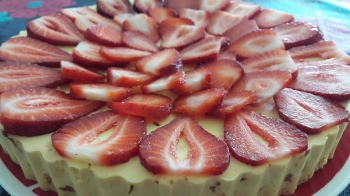 cheesse cake de mango y fresas - La CupcakeRía Gourmet - Respostería - Puebla