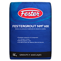 FESTERGROUT NM 600
Mortero sin contracción. Estabilizador de volumen no metálico.
DESCRIPCIÓN: Pro...