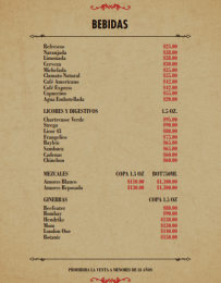 Bebidas - Restaurante El Burladero - Puebla