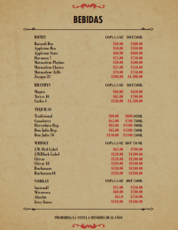 Bebidas - Restaurante El Burladero - Puebla
