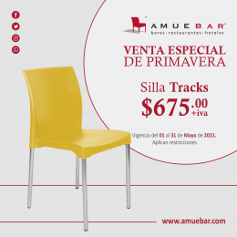 Silla Tracks con asiento de plástico y patas de aluminio anodizado. WhatsApp: 22 24 13 40 51 
https...